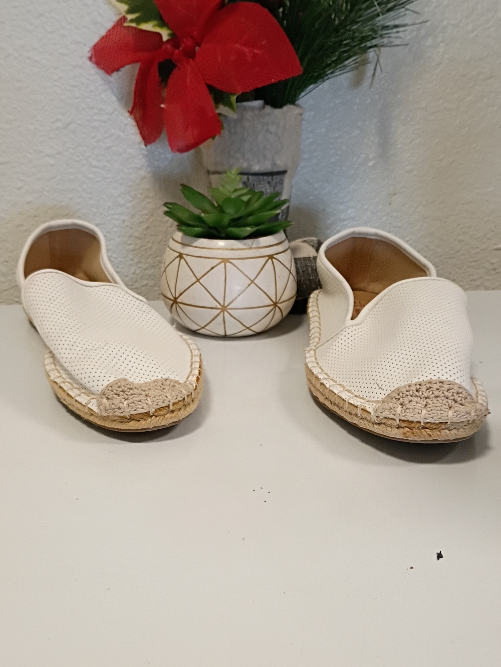 Time and Tru Women's Cream Perforated Espadrille Slip-Ons